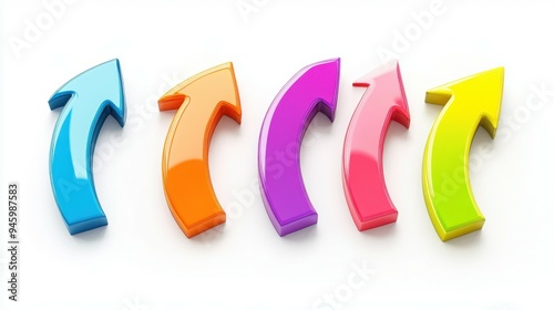 set of curved multi-colored arrows on a white background