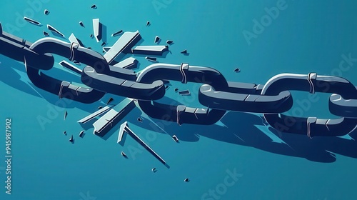 Broken links, shattered chain, flat design illustration photo