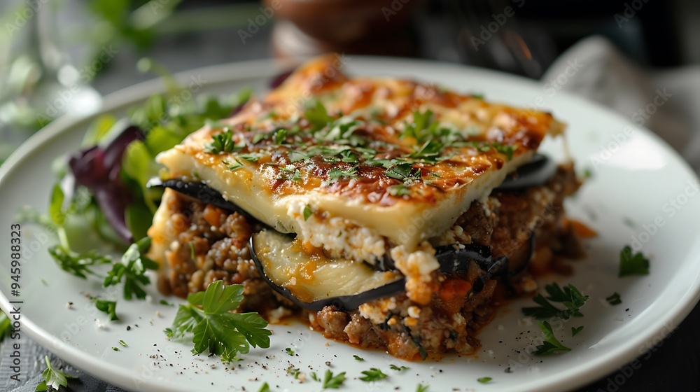 Greek Moussaka with Eggplant, Beef, and Feta
