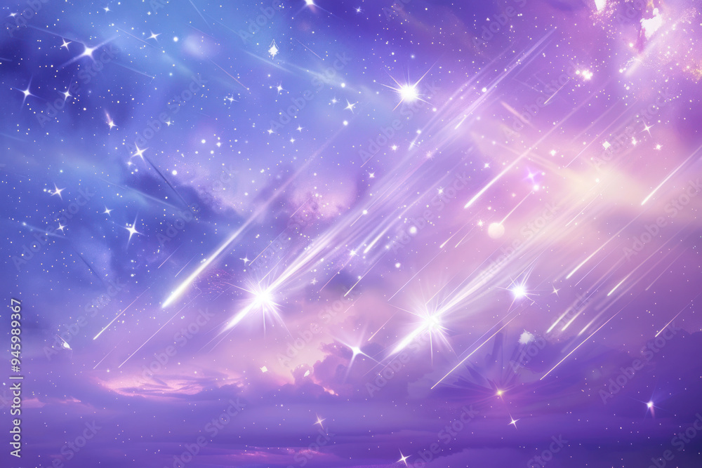Fototapeta premium Whimsical celestial scene featuring angular shooting stars against a gradient background.