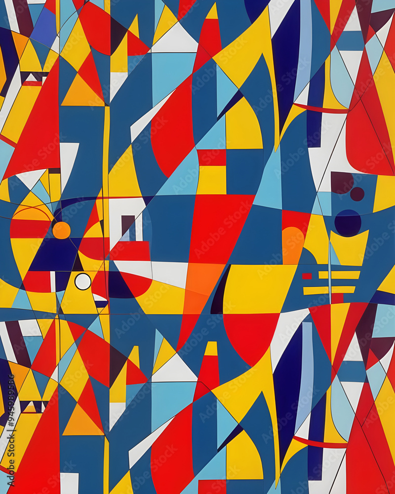 Vivid Abstract Geometric Pattern in Primary Colors Vivid Abstract Geometric Pattern in Primary Colors