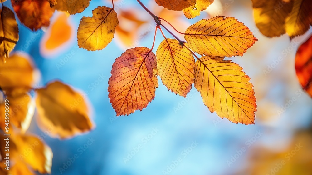 Close-Up of Vibrant Autumn Leaves with Golden and Red Hues - Macro Photography with Sunlight and Detailed Texture. AI generated illustration Close-Up of Vibrant Autumn Leaves with Golden and Red Hues - Macro Photography with Sunlight and Detailed Texture. AI generated illustration