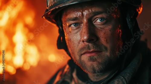 a tired fireman in his forties.