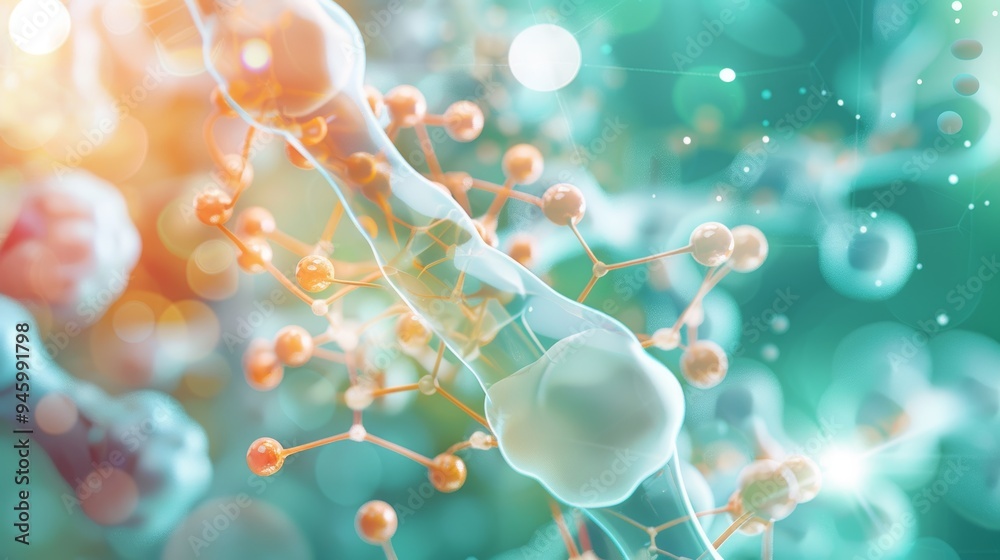 Abstract 3D illustration of nutrient molecule essential for bone health, showcasing the intricate structure and importance of this molecule for maintaining strong and healthy bones. Abstract 3D illustration of nutrient molecule essential for bone health, showcasing the intricate structure and importance of this molecule for maintaining strong and healthy bones.