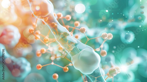 Abstract 3D illustration of nutrient molecule essential for bone health, showcasing the intricate structure and importance of this molecule for maintaining strong and healthy bones.