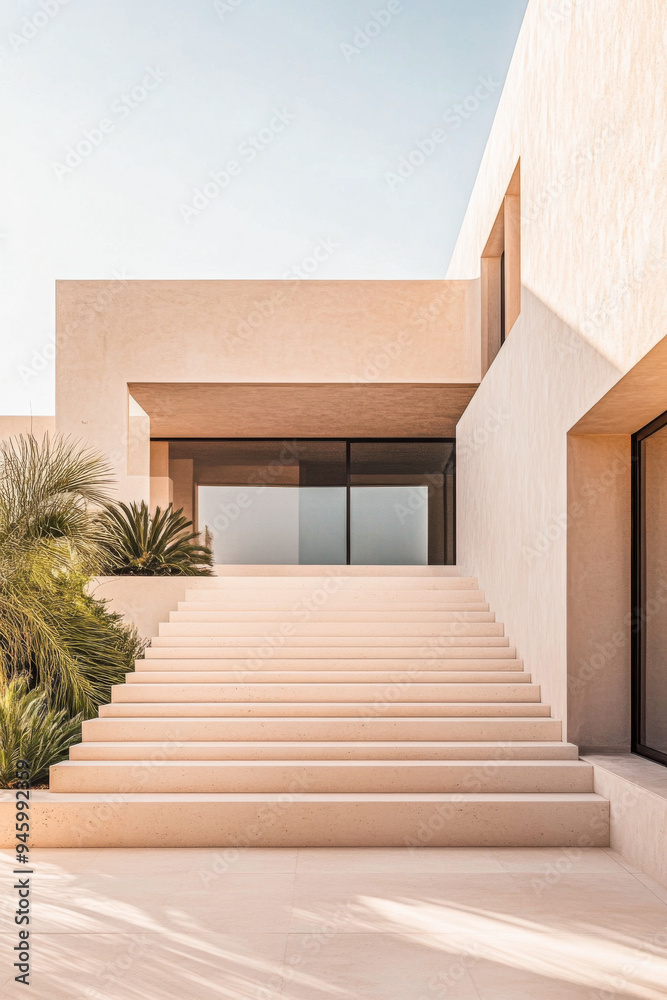 Mediterranean luxury villa with clean lines and elegant details. Premium Real Estate concept image. Mediterranean luxury villa with clean lines and elegant details. Premium Real Estate concept image.