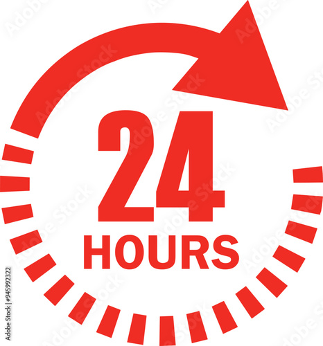 24 hours Order and service, Time Management Icon, 24 Hours icon, Twenty four hours sign