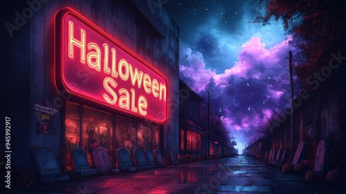 Spooky Halloween Sale: Neon Lights and Nighttime Wonders