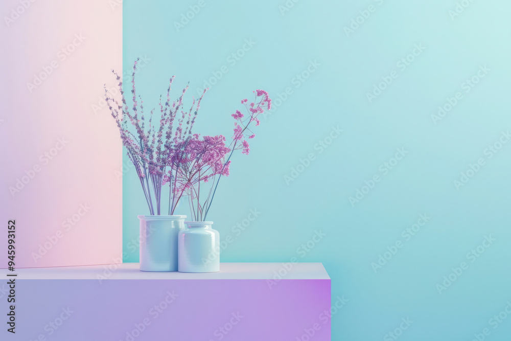 Minimalist design elements arranged against an angular gradient background. Minimalist design elements arranged against an angular gradient background.