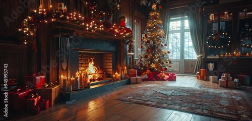 Christmas Decor in a Cozy Living Room