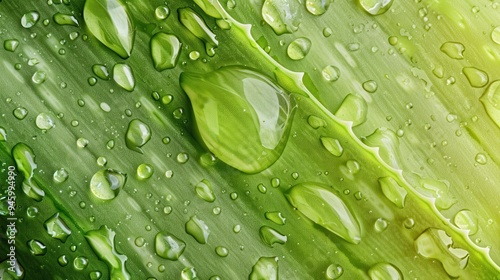 Refreshing Aloe Vera Gel Texture with Water Droplets Close-Up - Super-Resolution 32K Image. AI generated illustration photo