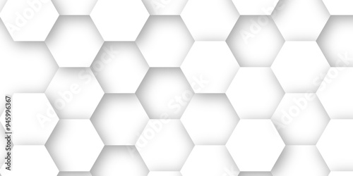 Minimal White 3D Hexagonal Pattern Vector Background: Ideal for Professional Design Use