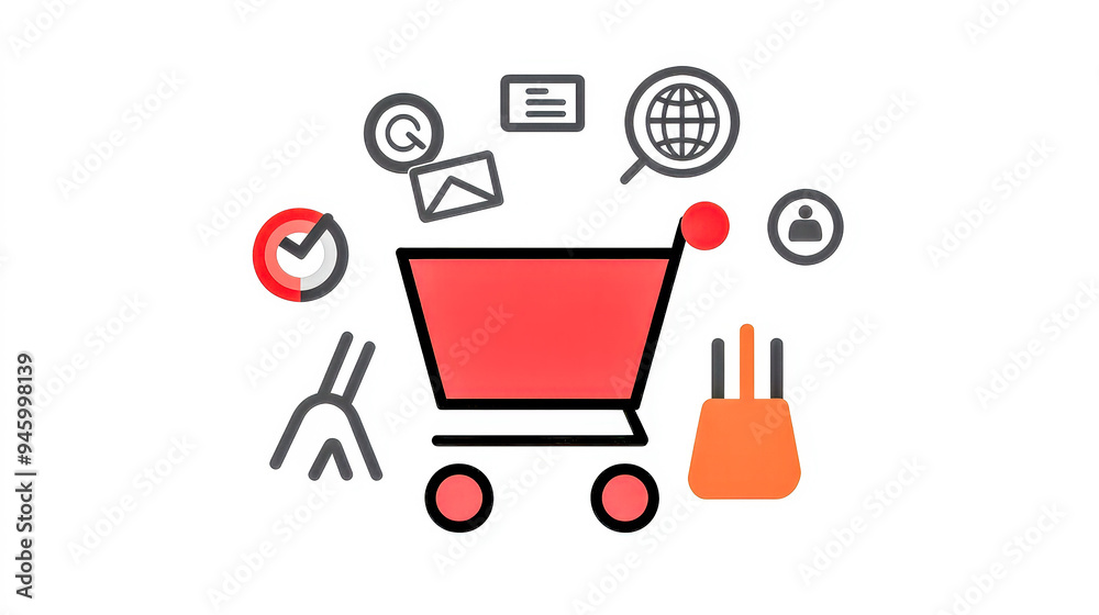 Modern E-Commerce Icons A Creative Collection of Vibrant Shopping Designs Perfect for Representing Digital Marketing Online Retail and Consumer Engagement in the E-Commerce Industry Modern E-Commerce Icons A Creative Collection of Vibrant Shopping Designs Perfect for Representing Digital Marketing Online Retail and Consumer Engagement in the E-Commerce Industry