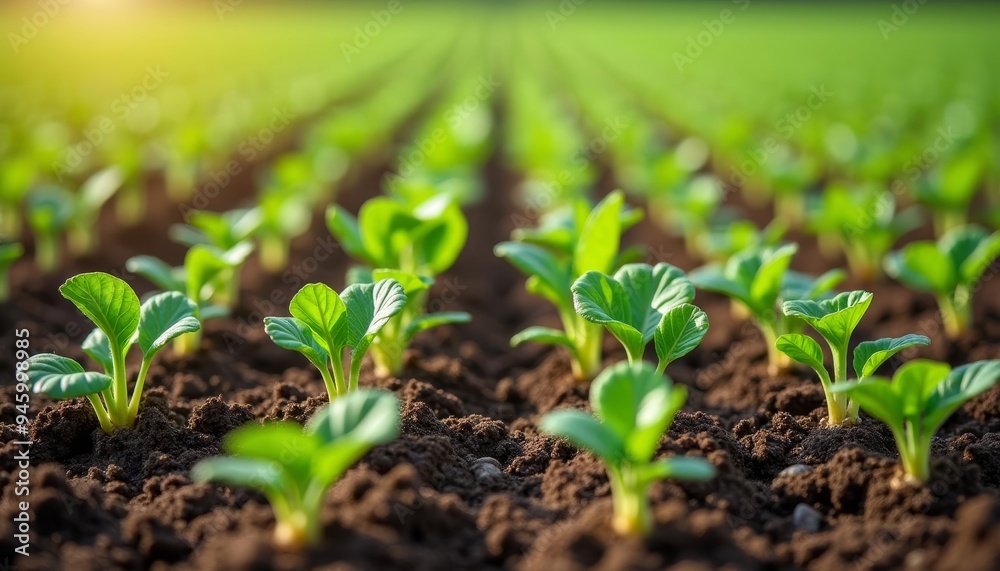 New beginnings A field of freshly sprouted plants New beginnings A field of freshly sprouted plants