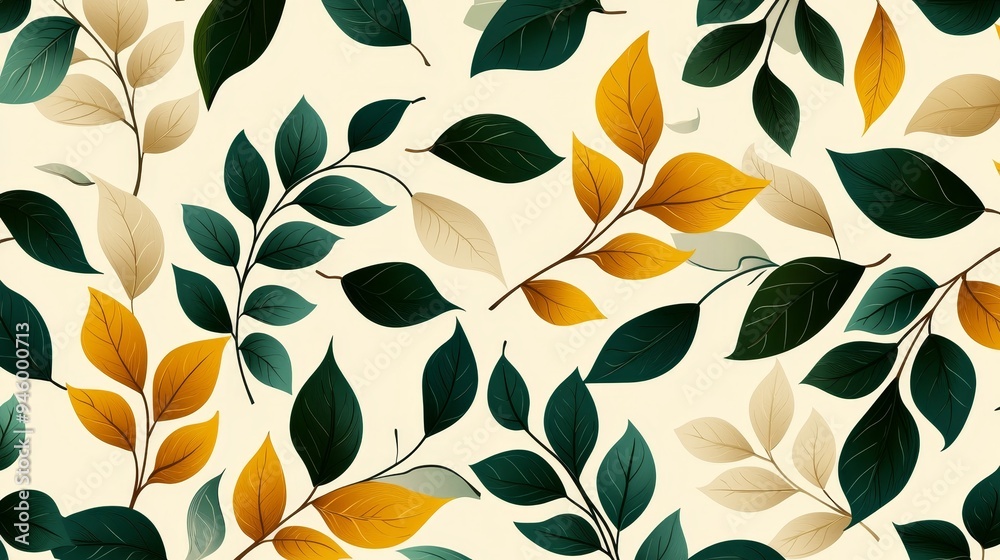 A pattern of stylized leaves and vines, arranged in a natural, organic design A pattern of stylized leaves and vines, arranged in a natural, organic design