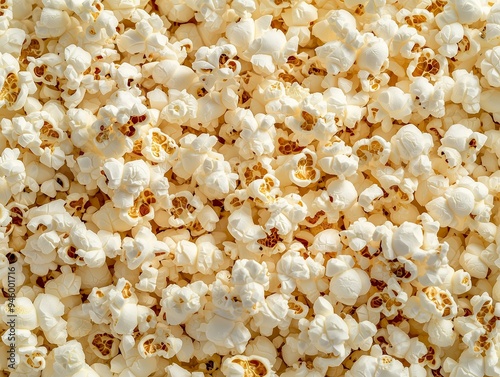 Buttery Popcorn with a Crispy Golden Texture, Displayed in a Close-Up View, Perfect for Movie Snacks, Party Treats, or Food Packaging