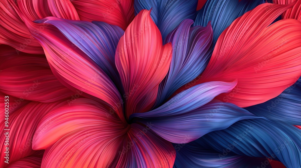 A zoomed-in photo of a bloom displaying red, purple, and blue petals at its core A zoomed-in photo of a bloom displaying red, purple, and blue petals at its core