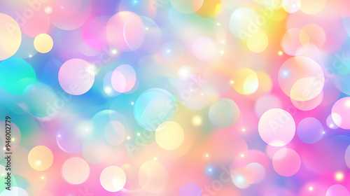 Stunning Abstract Art Background with Vibrant Colorful Circles and Bokeh Lights, Perfect for Modern Design, Banners, and Website Aesthetics. Soft Pastel Tones Create a Harmonious Visual Impact