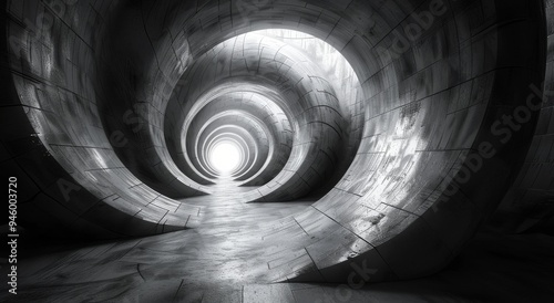 Abstract Black And White Spiral Design In 3D Render