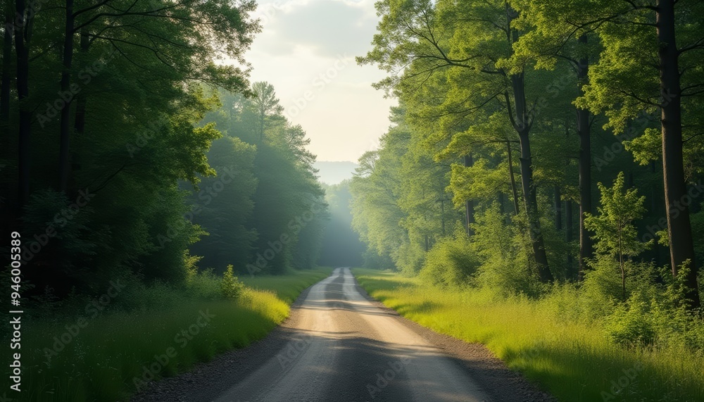 Obraz premium A serene forest road inviting exploration