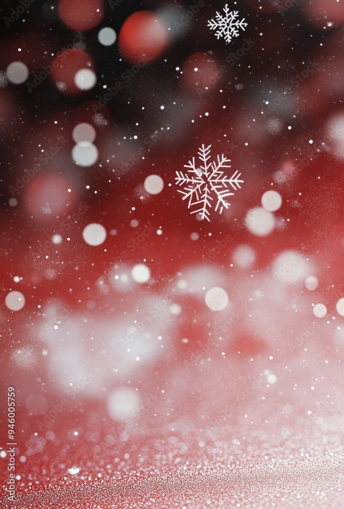 Delicate snowflakes falling on a red background during the festive winter season Delicate snowflakes falling on a red background during the festive winter season