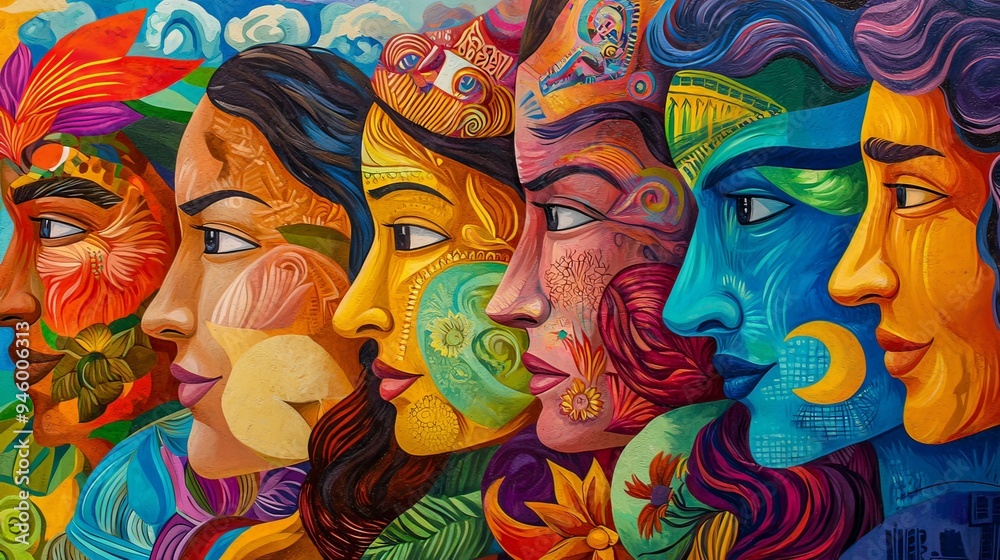 Vibrant Mural Celebrating the Diversity of Latin American Heritage and Culture Vibrant Mural Celebrating the Diversity of Latin American Heritage and Culture