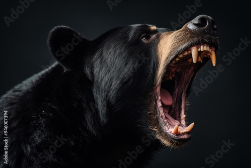 Bear yawning mammal animal. photo