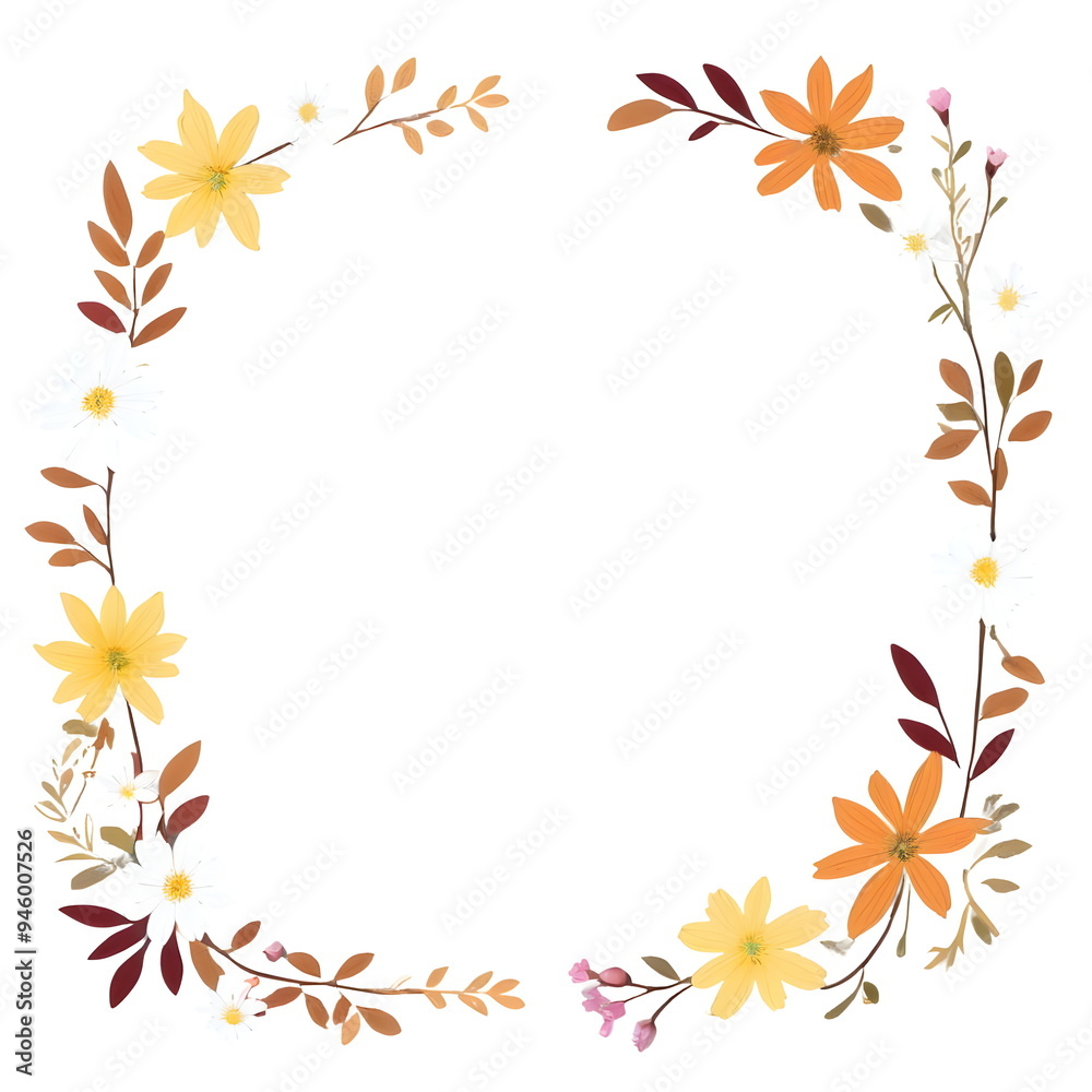 autumn frame with flowers autumn frame with flowers
