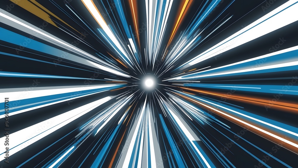 Dynamic Burst of Light with Sci-Fi Theme in Blue, White, and Orange Dynamic Burst of Light with Sci-Fi Theme in Blue, White, and Orange