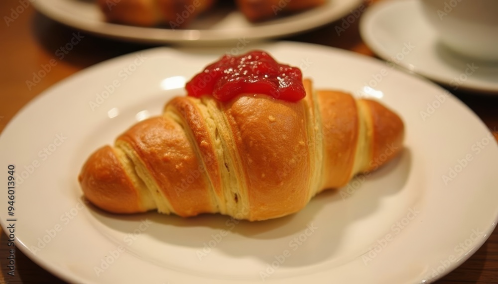Deliciously baked pastry with a sweet topping ready to be savored Deliciously baked pastry with a sweet topping ready to be savored