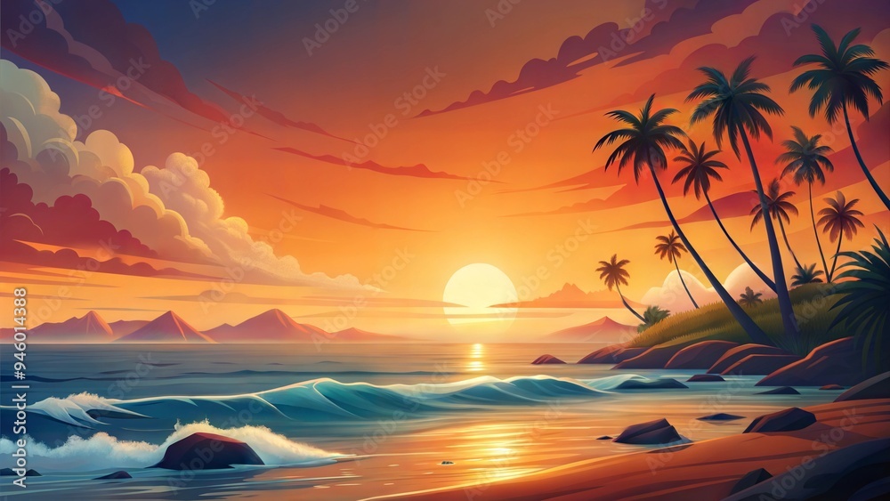 Fototapeta premium a ocean with hot conditions illustration background
