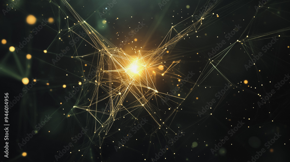 Fototapeta premium Abstract light explosion and network points, dot, earth's surface, digital background Innovation network points Earth's surface wave background digital wave information technology background