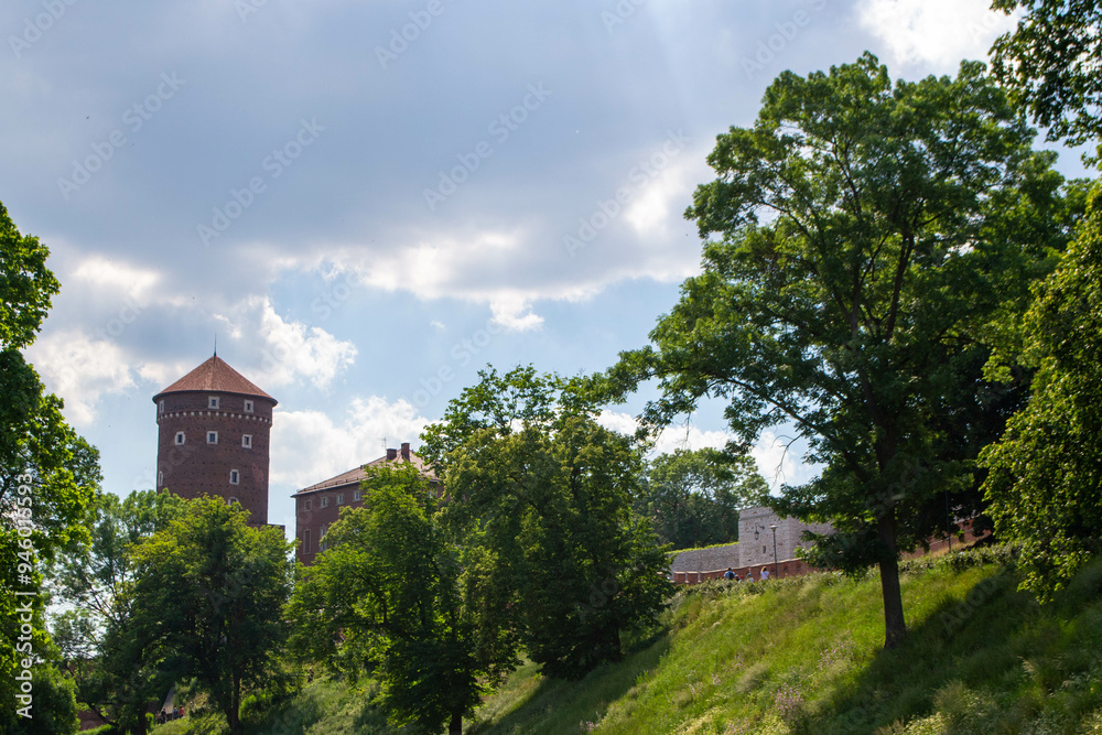 Ancient facade of the building Wawel Castle City of Krakow Poland Ancient facade of the building Wawel Castle City of Krakow Poland