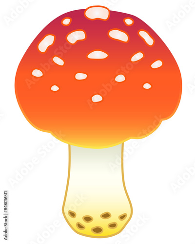 Fly agaric, poisonous mushroom - vector full color picture. Amanita - a poisonous spotted mushroom	