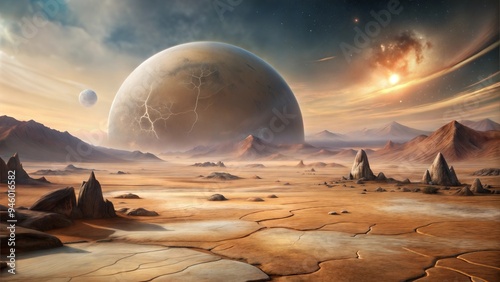 alien planet with dry conditions illustration background