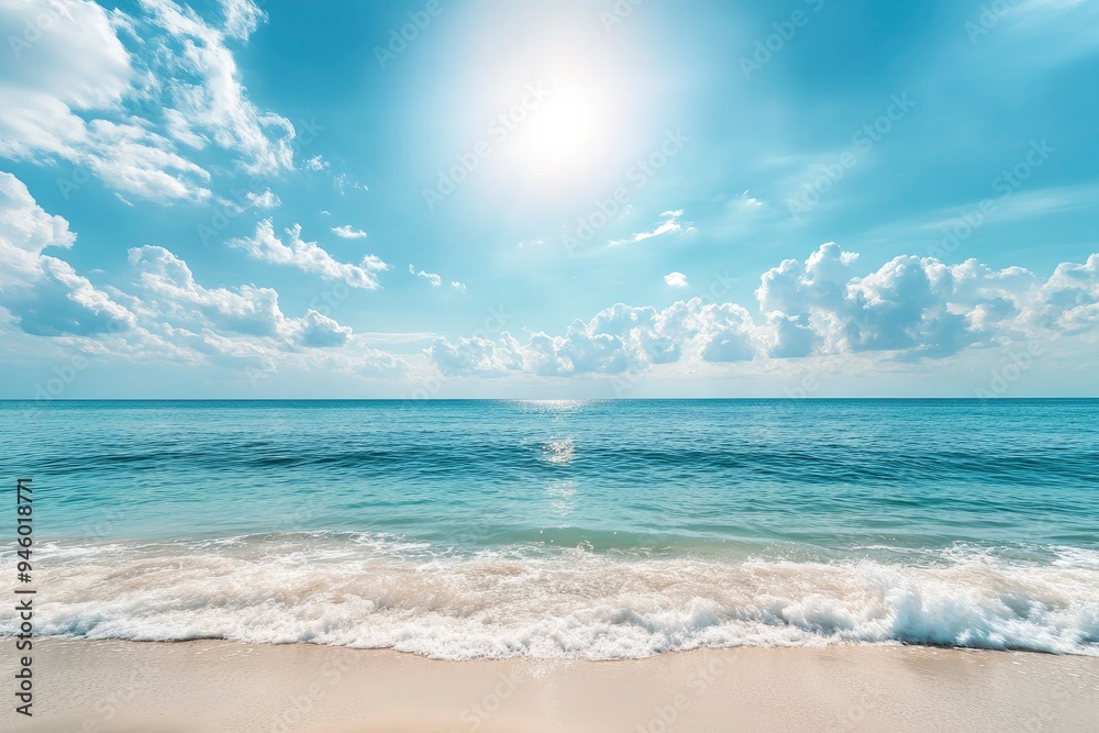 Panorama of clear sky background for summer vacation concept at ocean and summer sea water with sunlight of beautiful cloudy sky , ai Panorama of clear sky background for summer vacation concept at ocean and summer sea water with sunlight of beautiful cloudy sky , ai