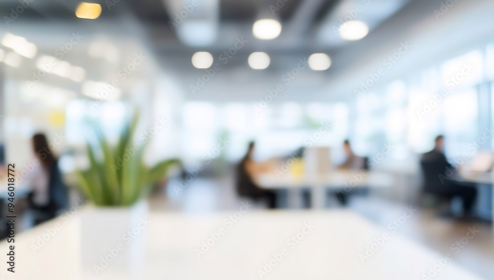 Blurred office interior with people working in the blurred background Blurred office interior with people working in the blurred background
