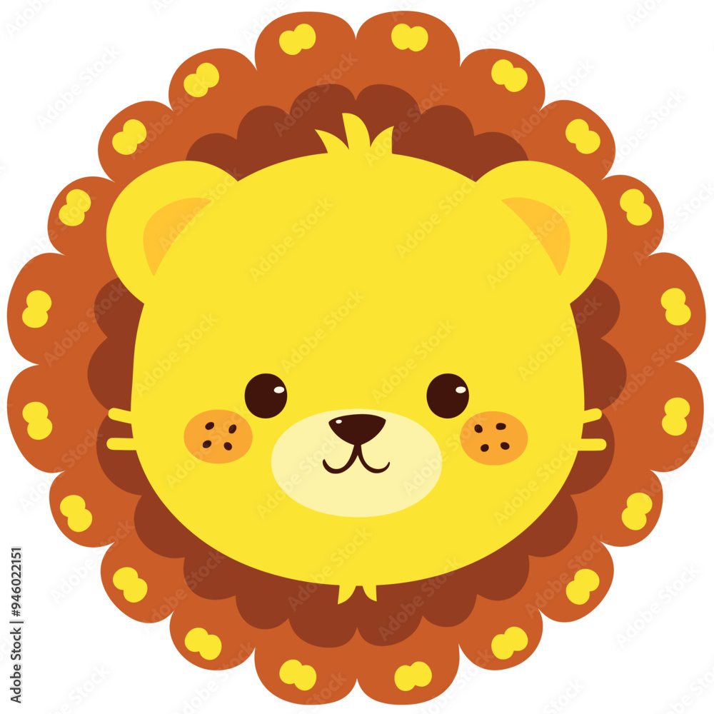 A cute cartoon lion head with simple flat illustration style for vector graphic logo design isolated on a white background A cute cartoon lion head with simple flat illustration style for vector graphic logo design isolated on a white background