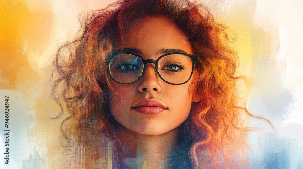 Portrait of a Young Woman with Red Hair and Glasses Portrait of a Young Woman with Red Hair and Glasses