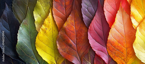 A colorful gradient of autumn leaves