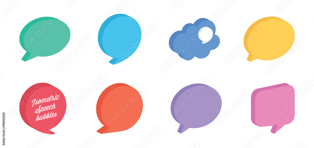 Vector Isometric Speech Bubbles Illustration Vector Isometric Speech Bubbles Illustration