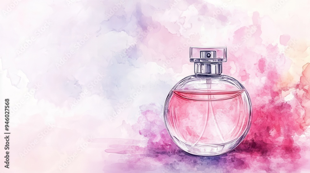 Perfume mist, delicate musk aroma, watercolor style Perfume mist, delicate musk aroma, watercolor style