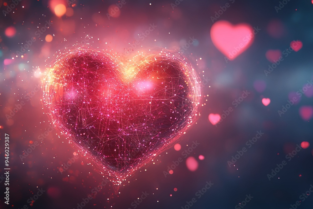 Holographic Heart with Floating Data Streams Show a holographic Holographic Heart with Floating Data Streams Show a holographic
