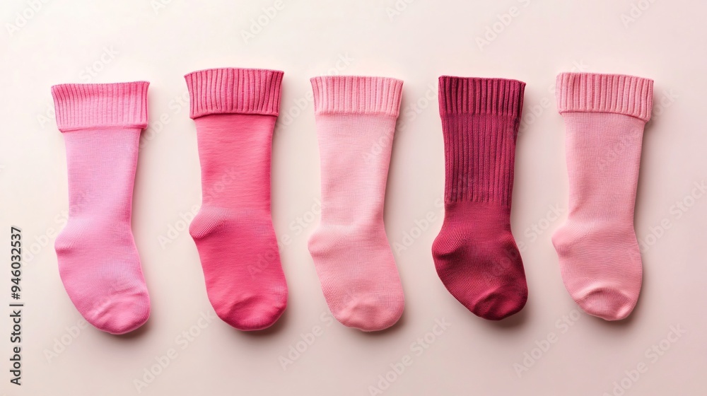 Pink Socks Variation on Light Background - Flat Lay Pink Socks Variation on Light Background - Flat Lay