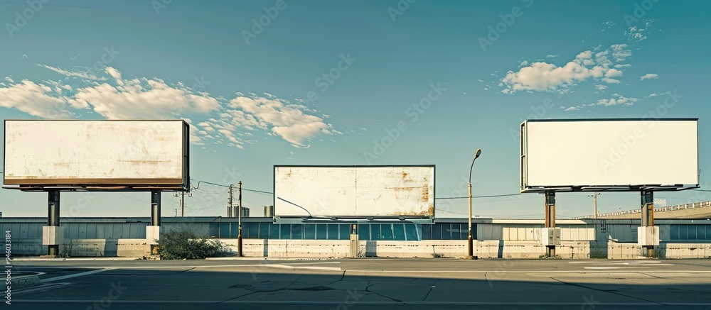 Empty billboards in an urban environment. Copy space image. Place for adding text and design Empty billboards in an urban environment. Copy space image. Place for adding text and design