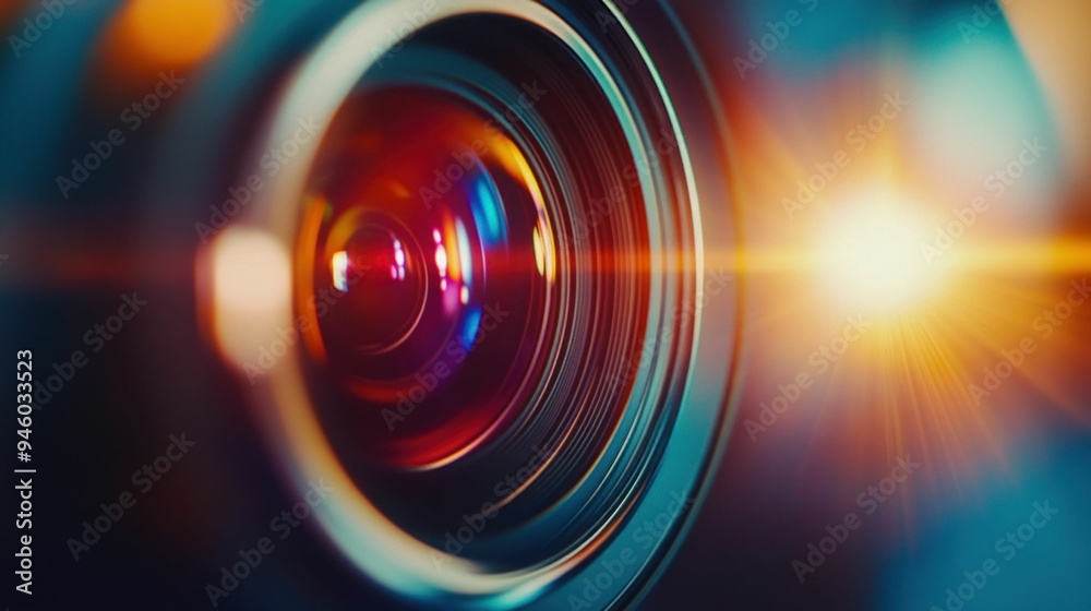 Obraz premium Close-Up of Camera Lens with Light Reflections. Generative ai