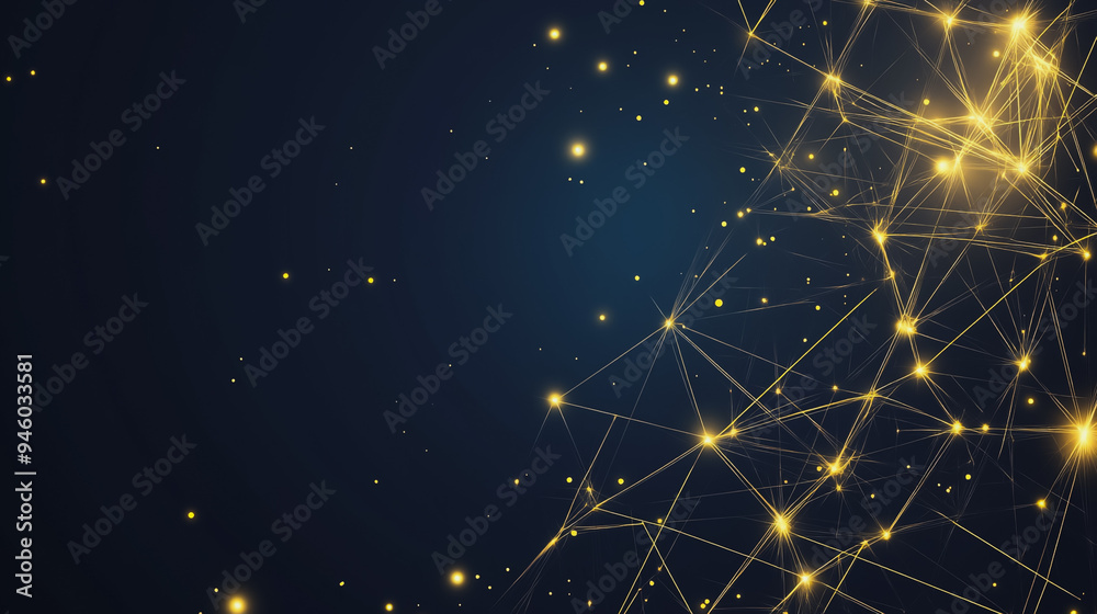 Fototapeta premium Abstract colorful business connection of lines from nodes It is connected to endless nodes and represents the innovation of communication in the network with black background