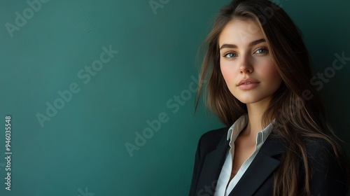 Portrait of a successful business woman in suit. copy space for text.