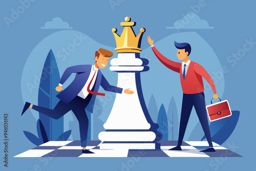 Succession planning, baton pass or relay responsibility, authority to employee, work delegation, support, appointment or mentorship concept, businessman boss on king chess baton pass to his successor
