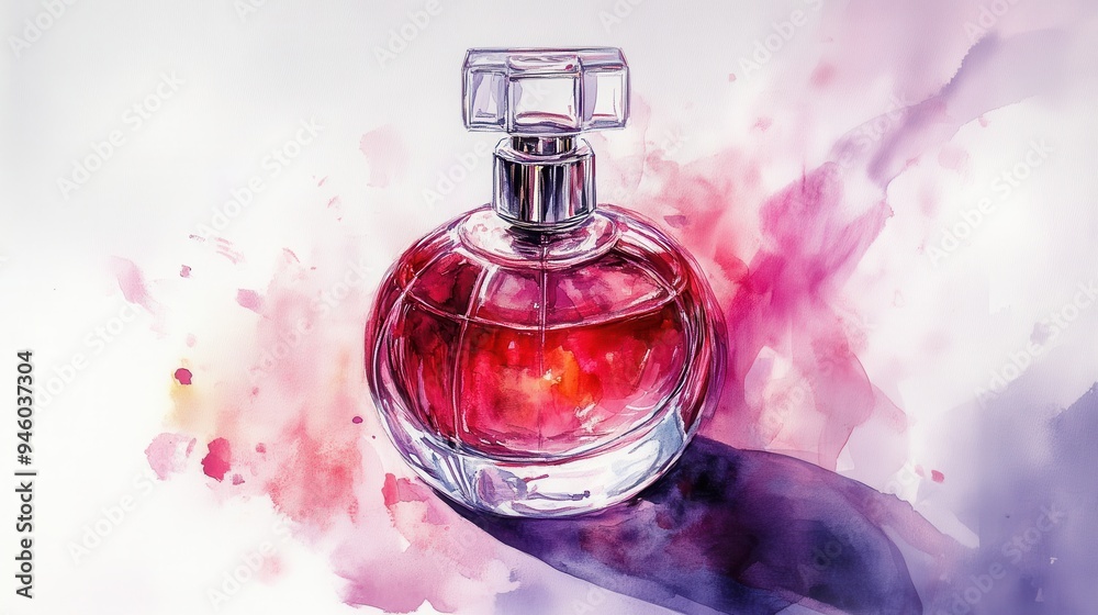 Signature scent, essence of luxury in the air, watercolor style Signature scent, essence of luxury in the air, watercolor style